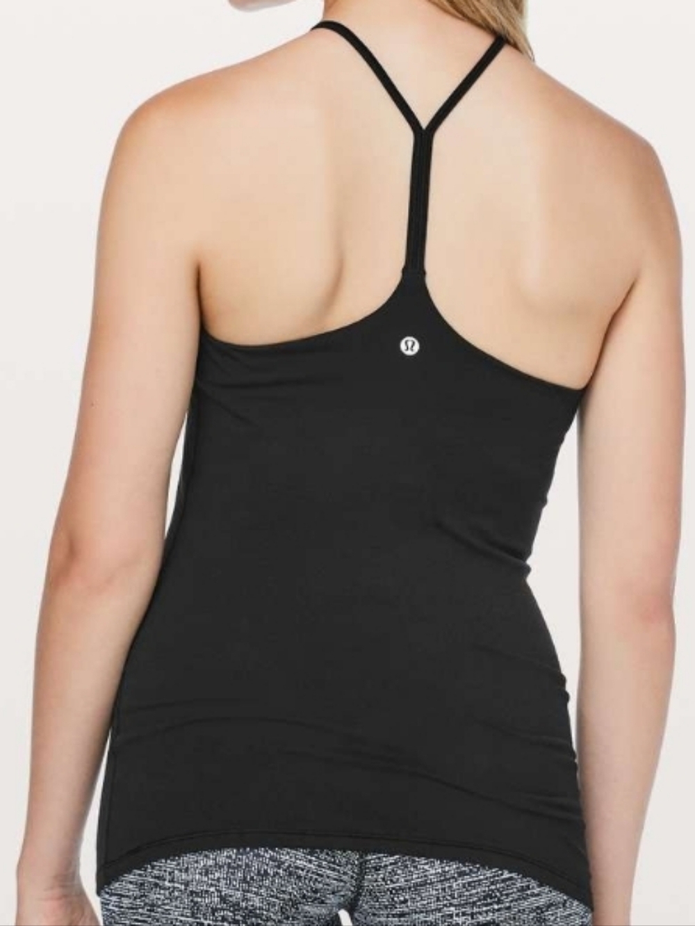 Lululemon Sun Setter Tank Light Luon Black Size 4 Removable Pads Training Long